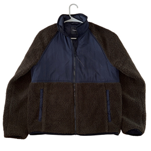 Theory Men's Black and Green Sherpa Jacket Size Medium Coat Full Zip